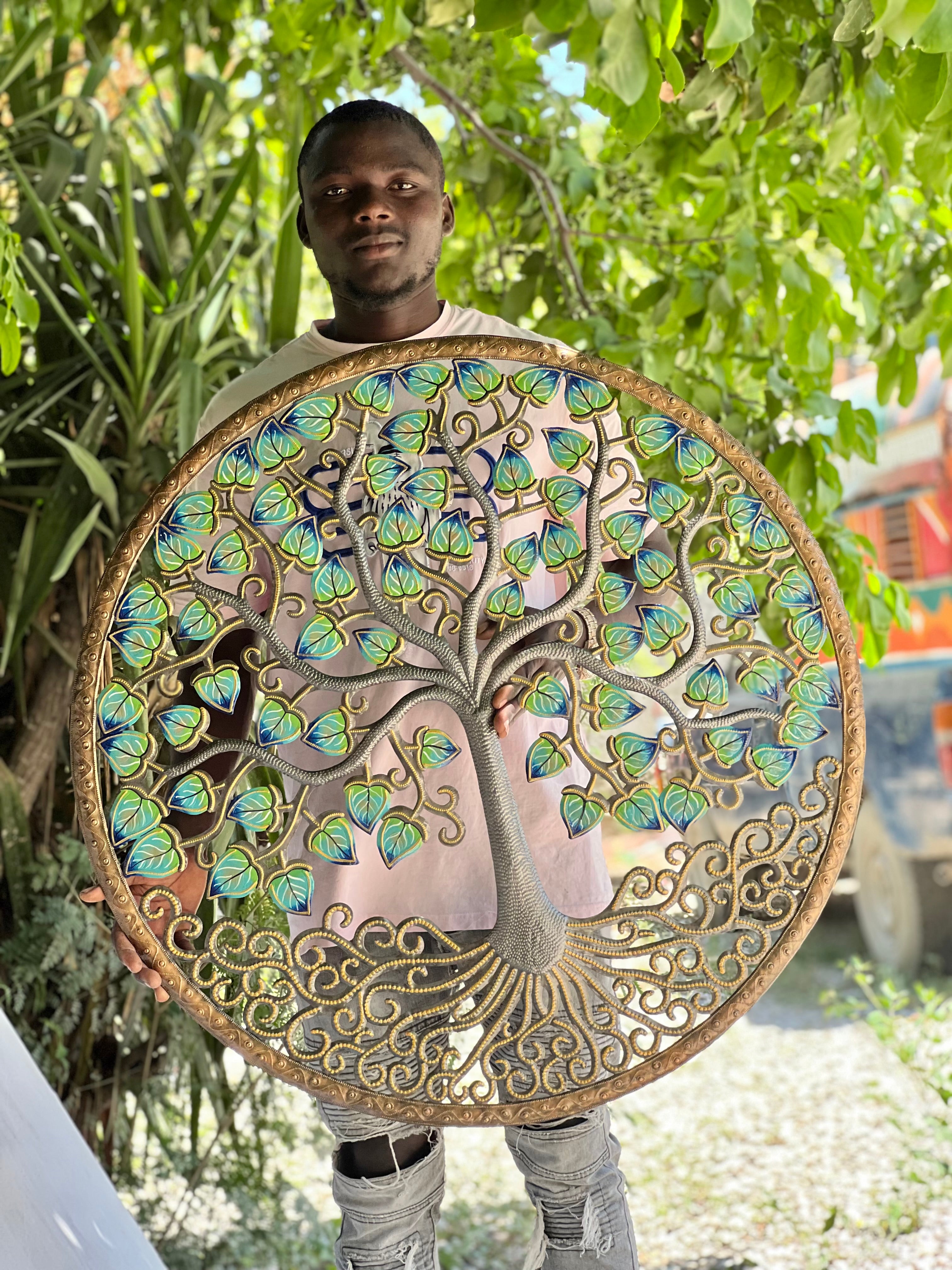 Grezil- Round Jumbo Bronze Color Leaf Tree #2