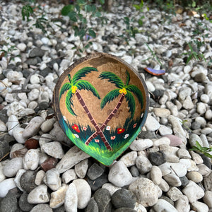 Coconut With Palm Tree Design