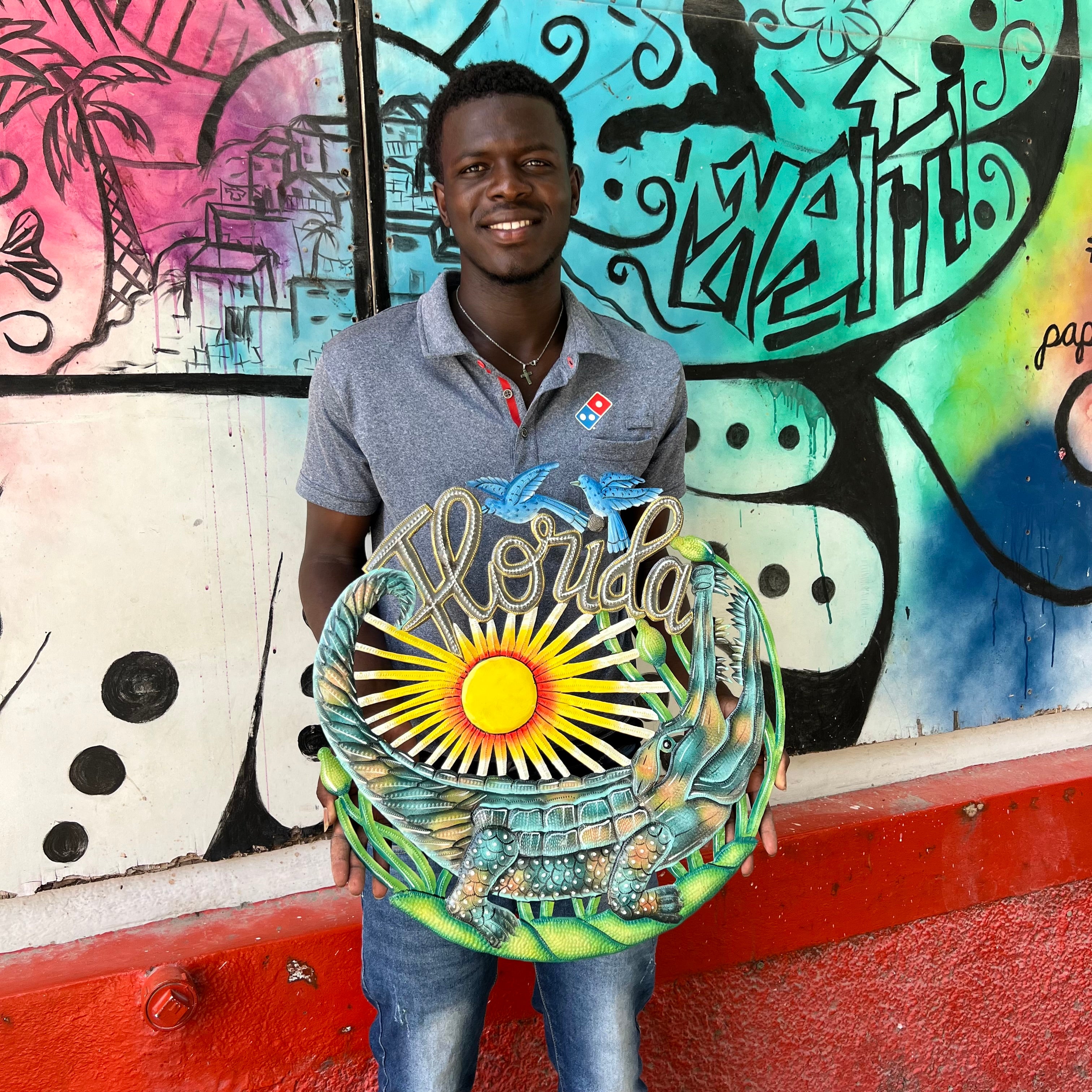 Large Florida Gator Round- Blue Birds