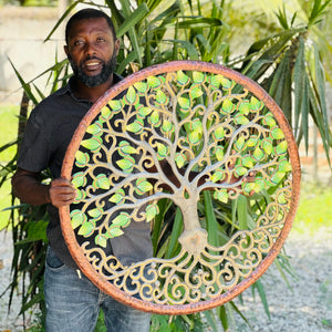 Jumbo- Bronze Circle Green Leaf Tree