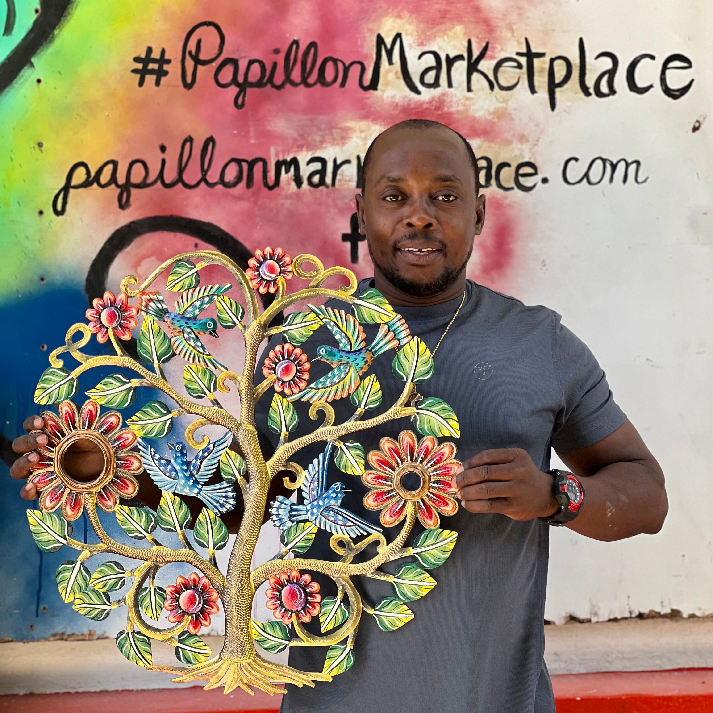 Colbert- Gold Tree Oil Top Drum- Red Flowers