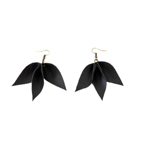 Denise Black Leather Earring