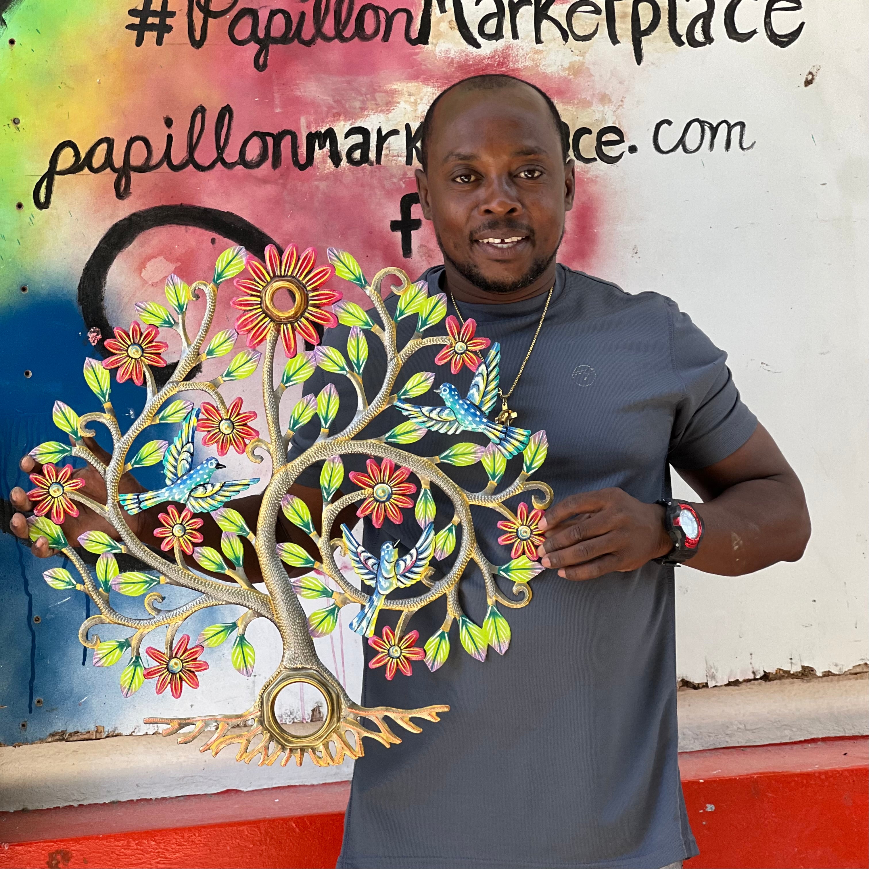 Colbert- Oil Top Drum Tree And Red Flowers