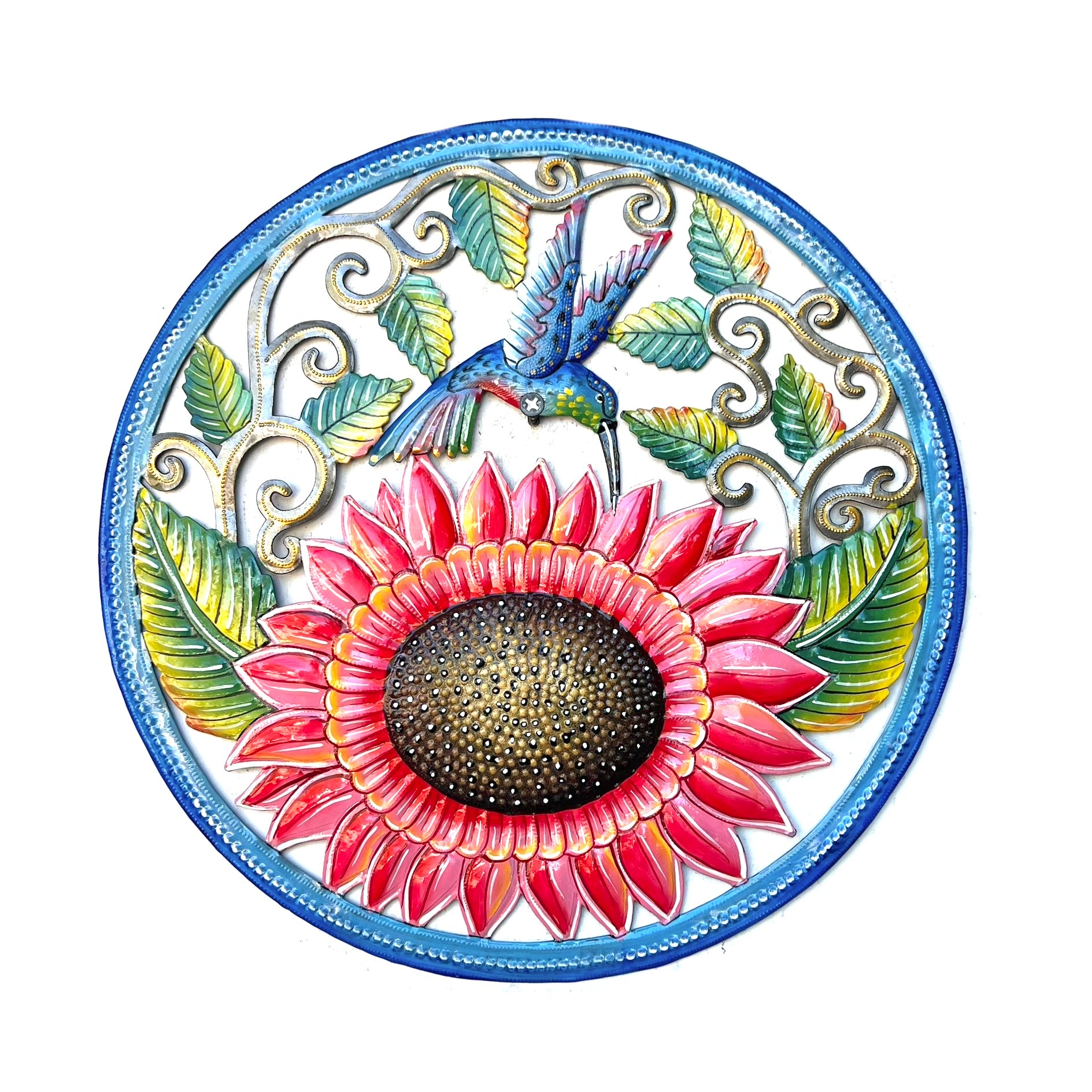 Grezil- Circle Sunflower With Hummingbird #1