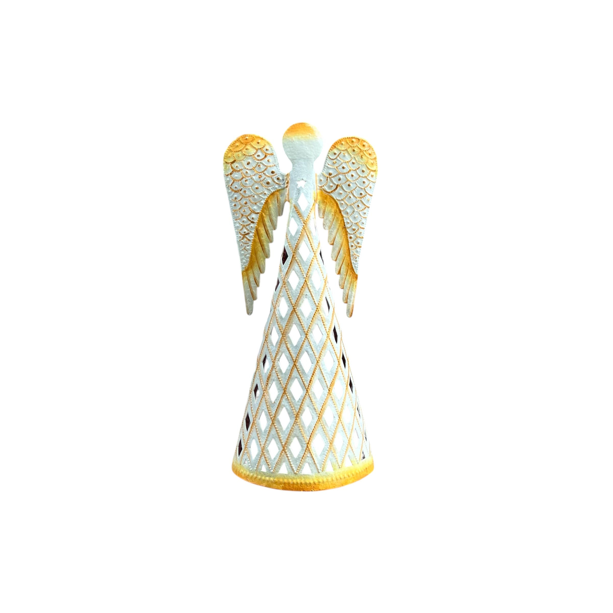 Gold & White Standing Angel- Medium