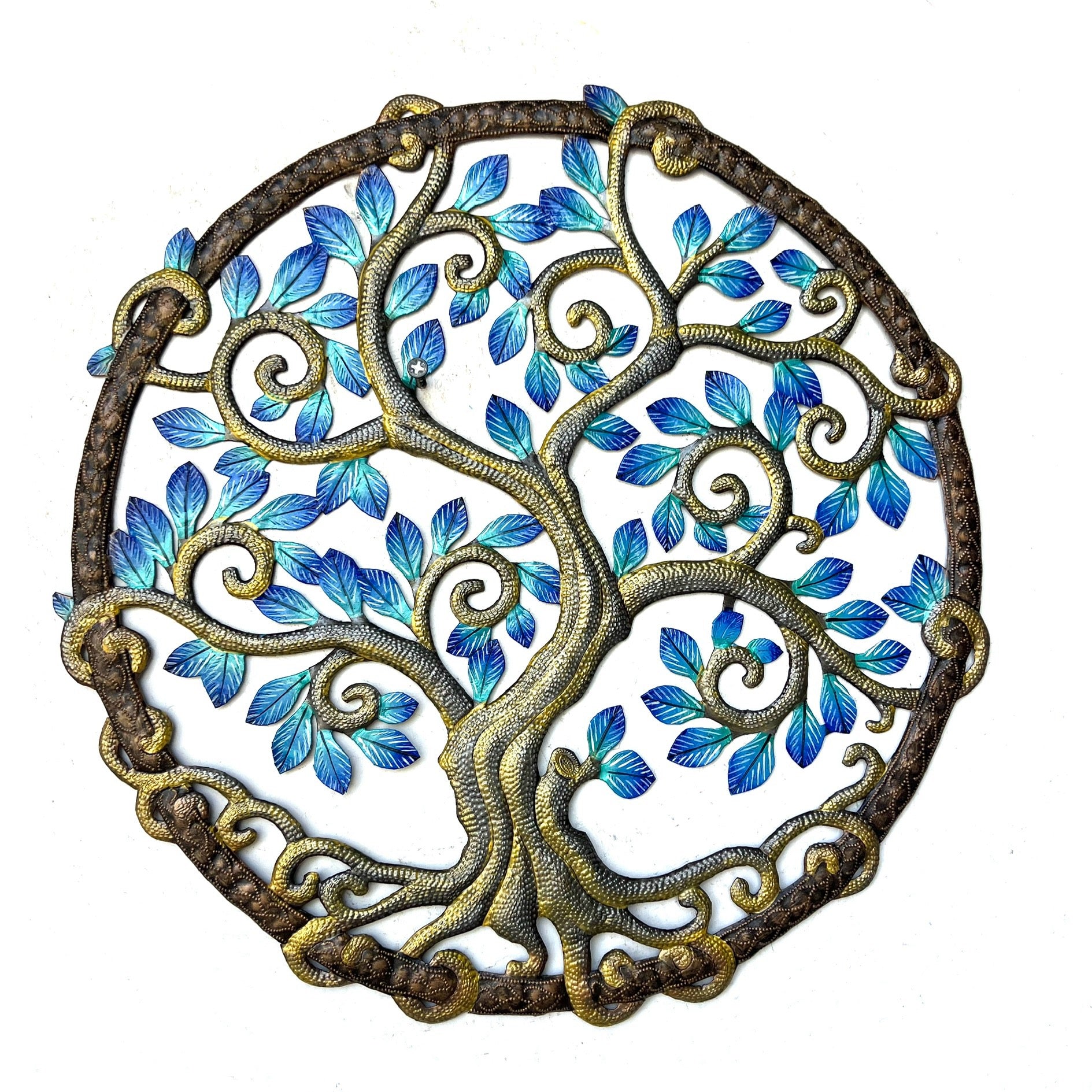 Antoine- Bronze & Blue Leaf Tree