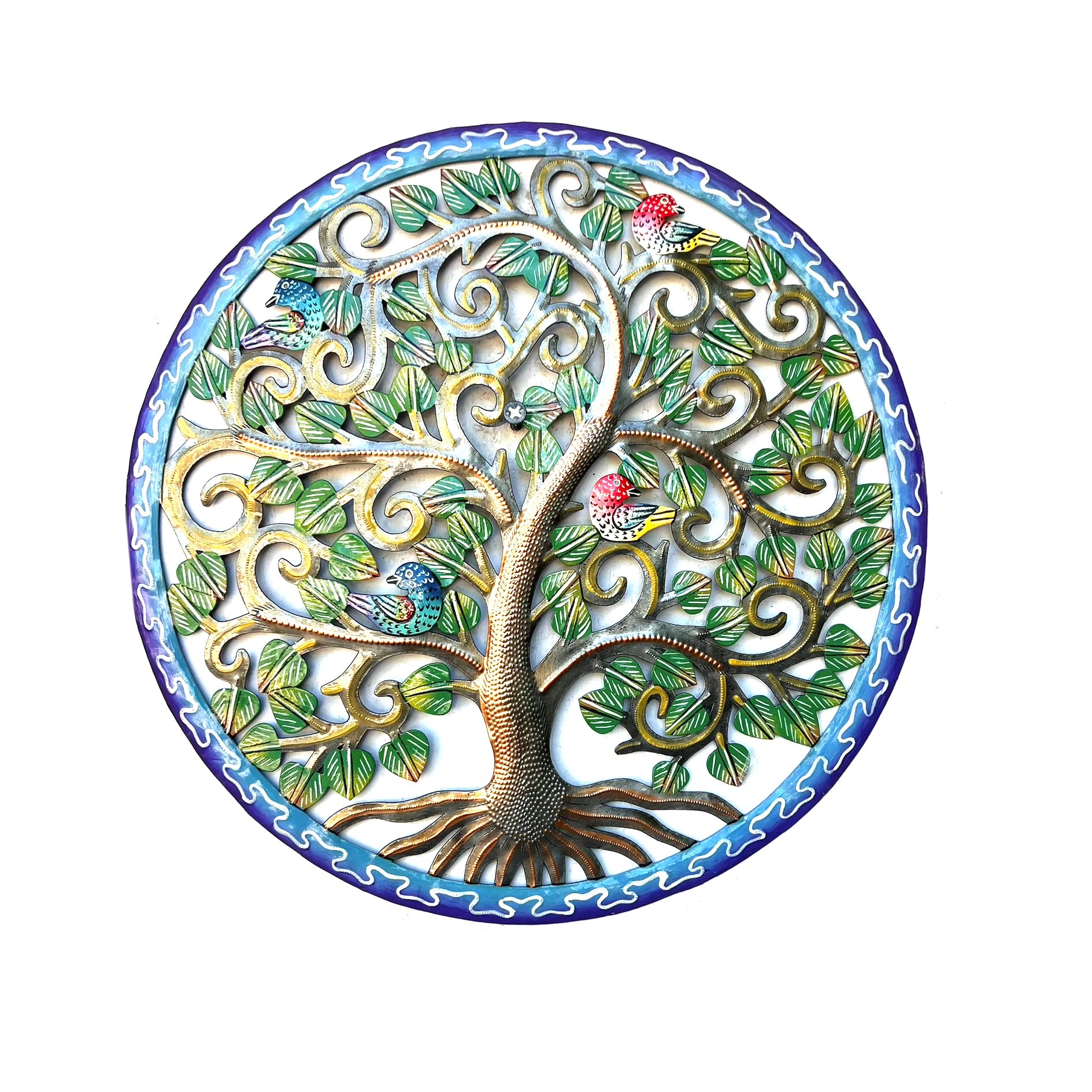 Grezil- Painted Tree With Circle Blue
