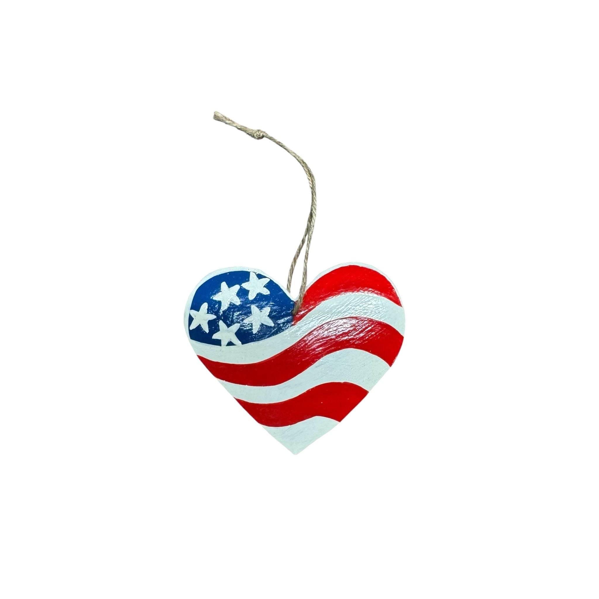 ZACKARIE- Heart American Flag Ornament