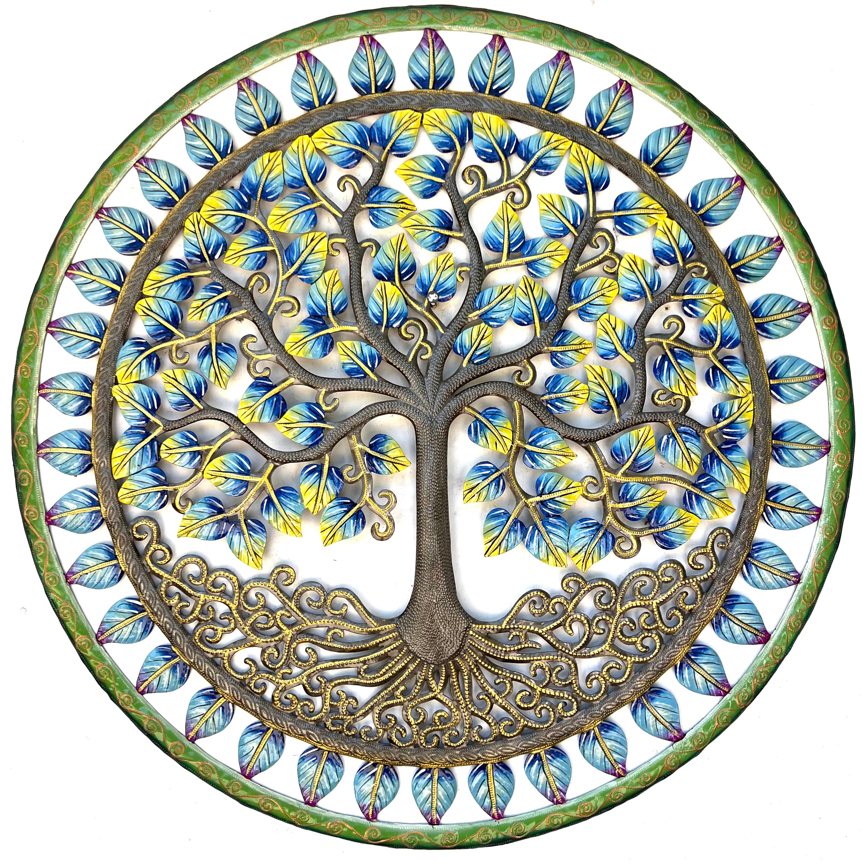 Grezil- Round Jumbo Green Painted Leaf Tree