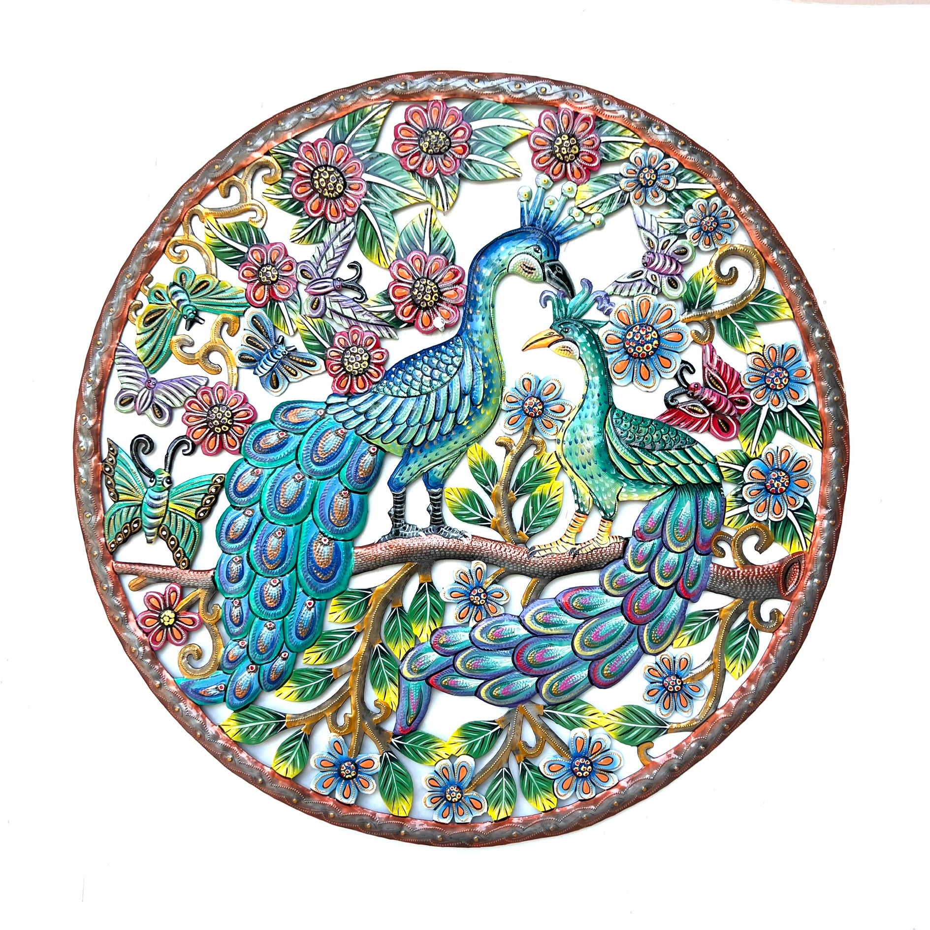 Colbert- Large Bronze Two Painted Peacock