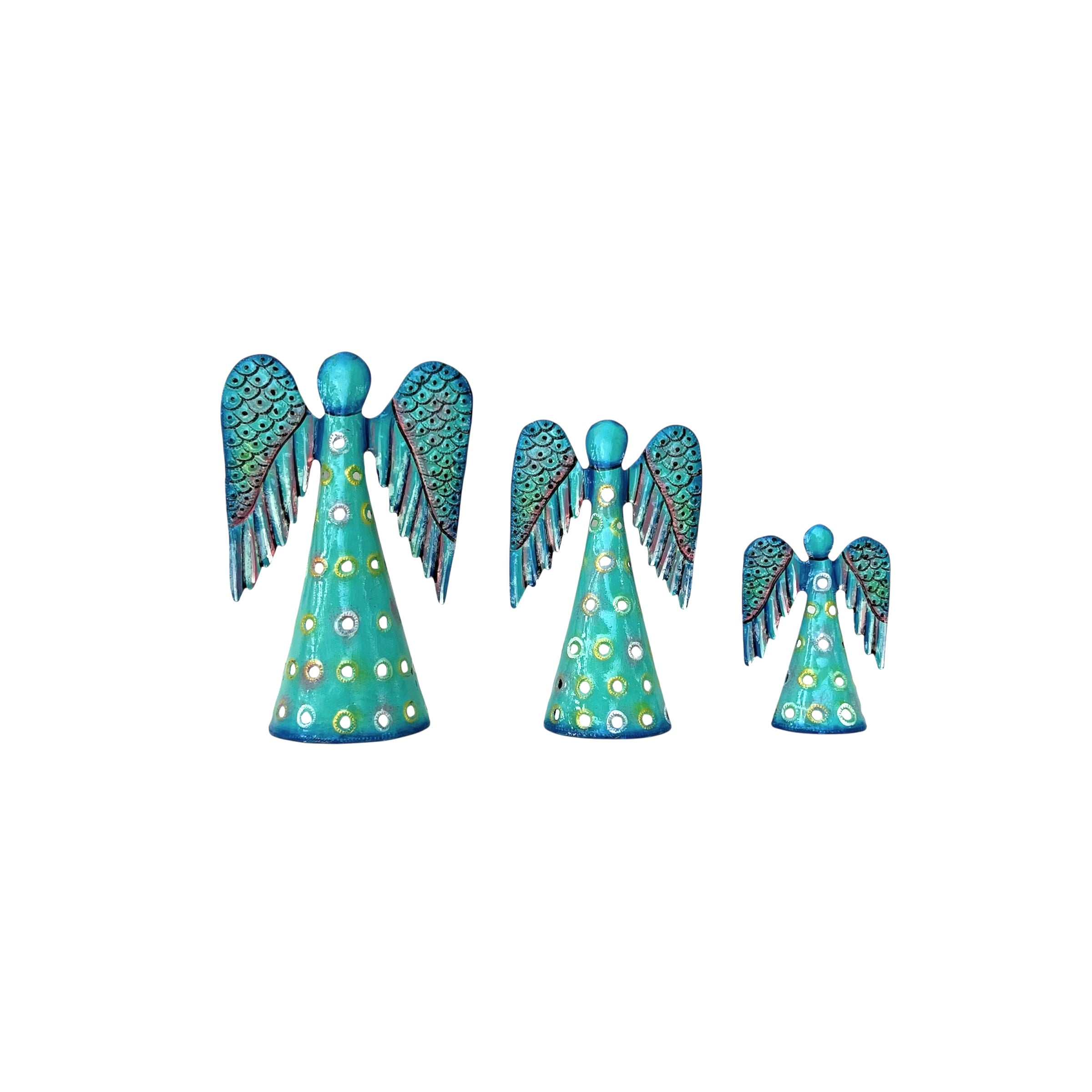 Set Of 3 Turquoise Standing Angel