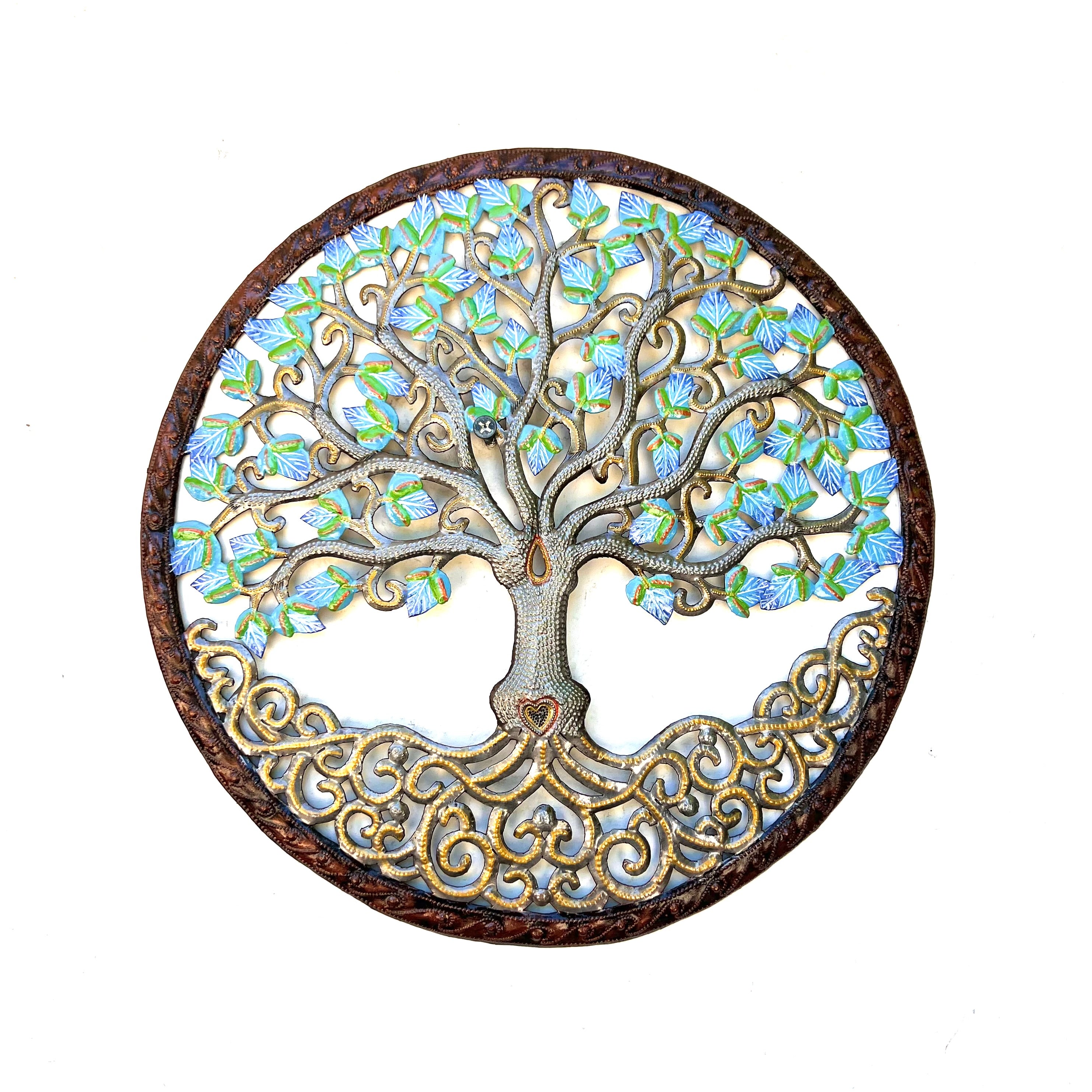 Small- Bronze Circle Blue Tree