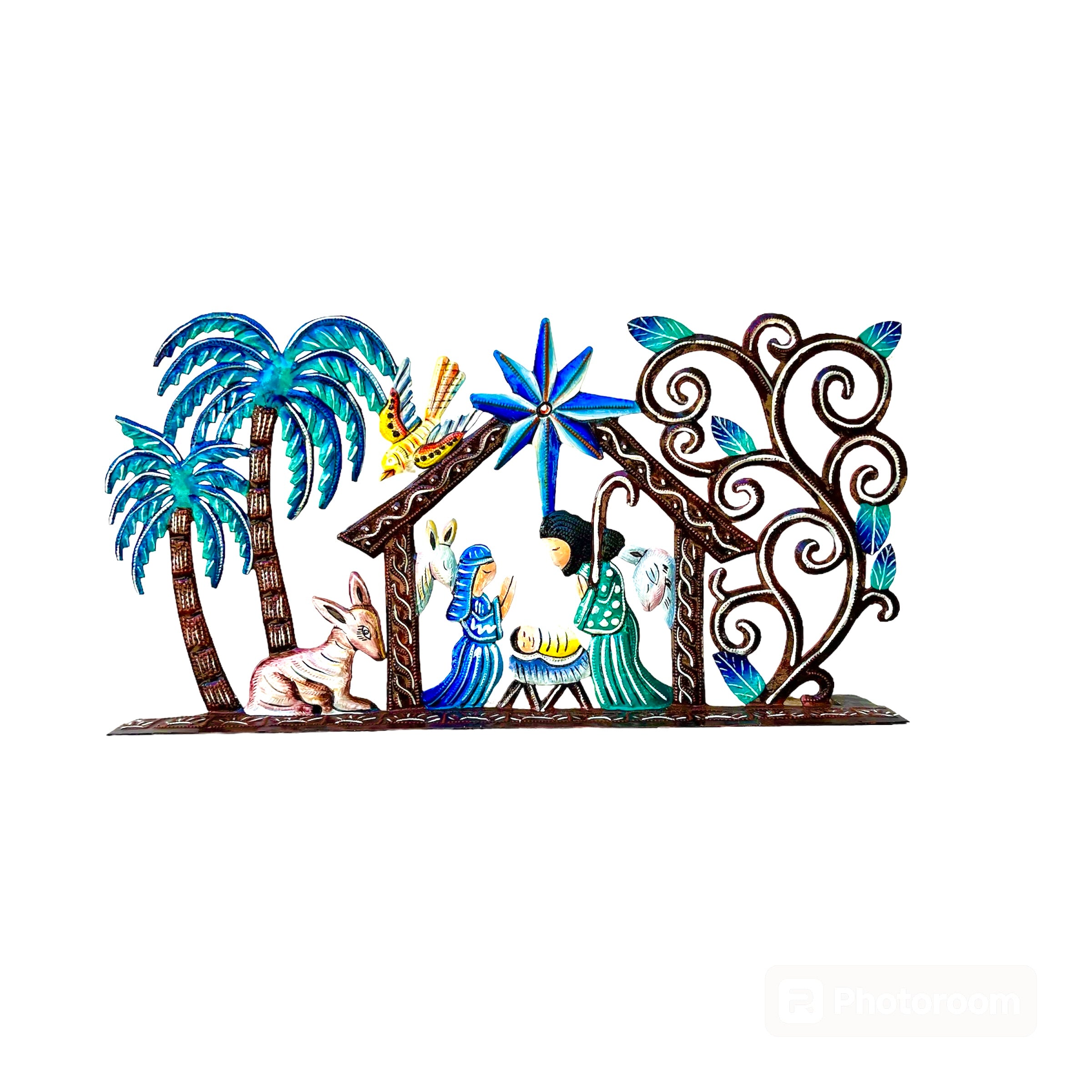 Nesmy Standing Painted Palm Nativity