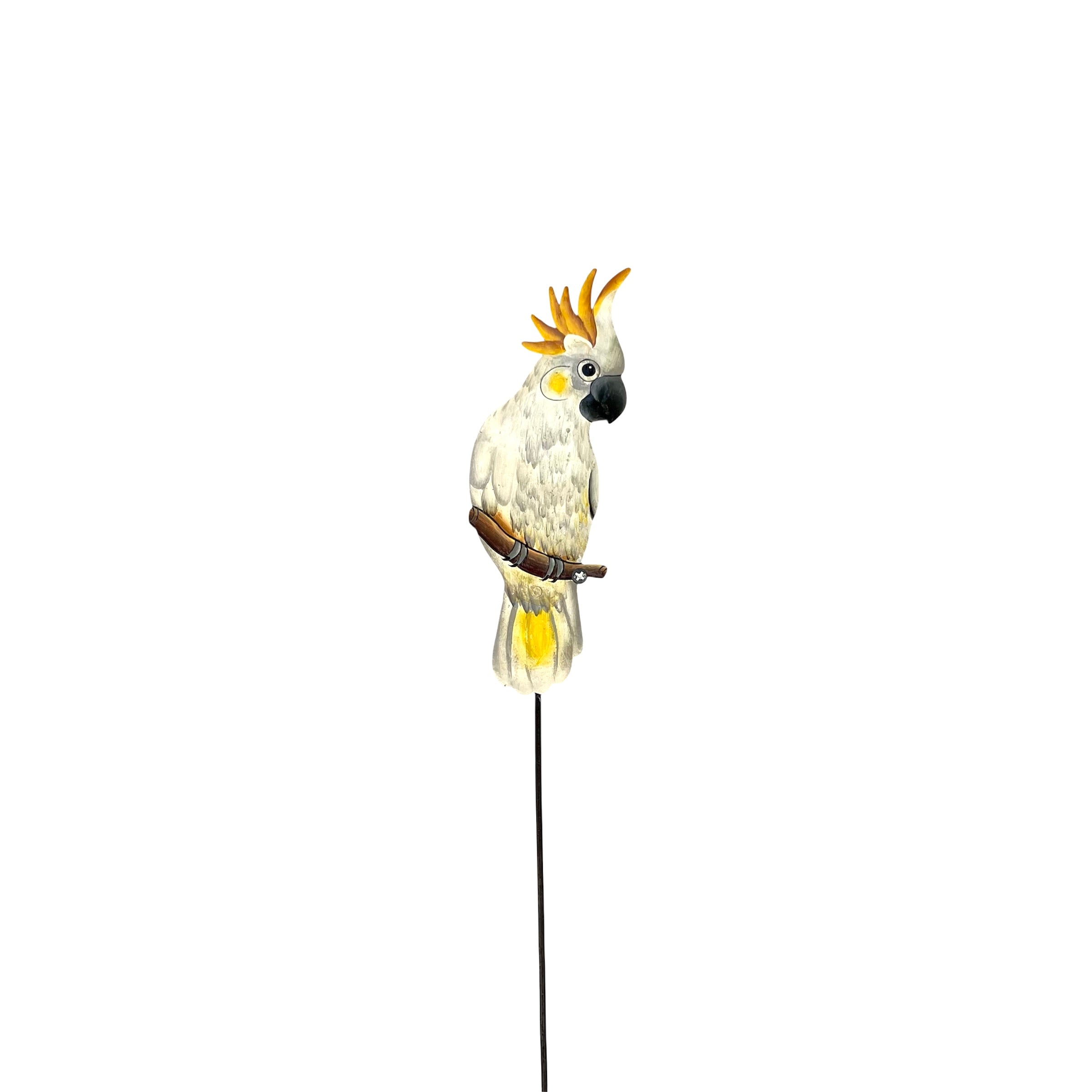 Parrot Garden Stake- White & Yellow