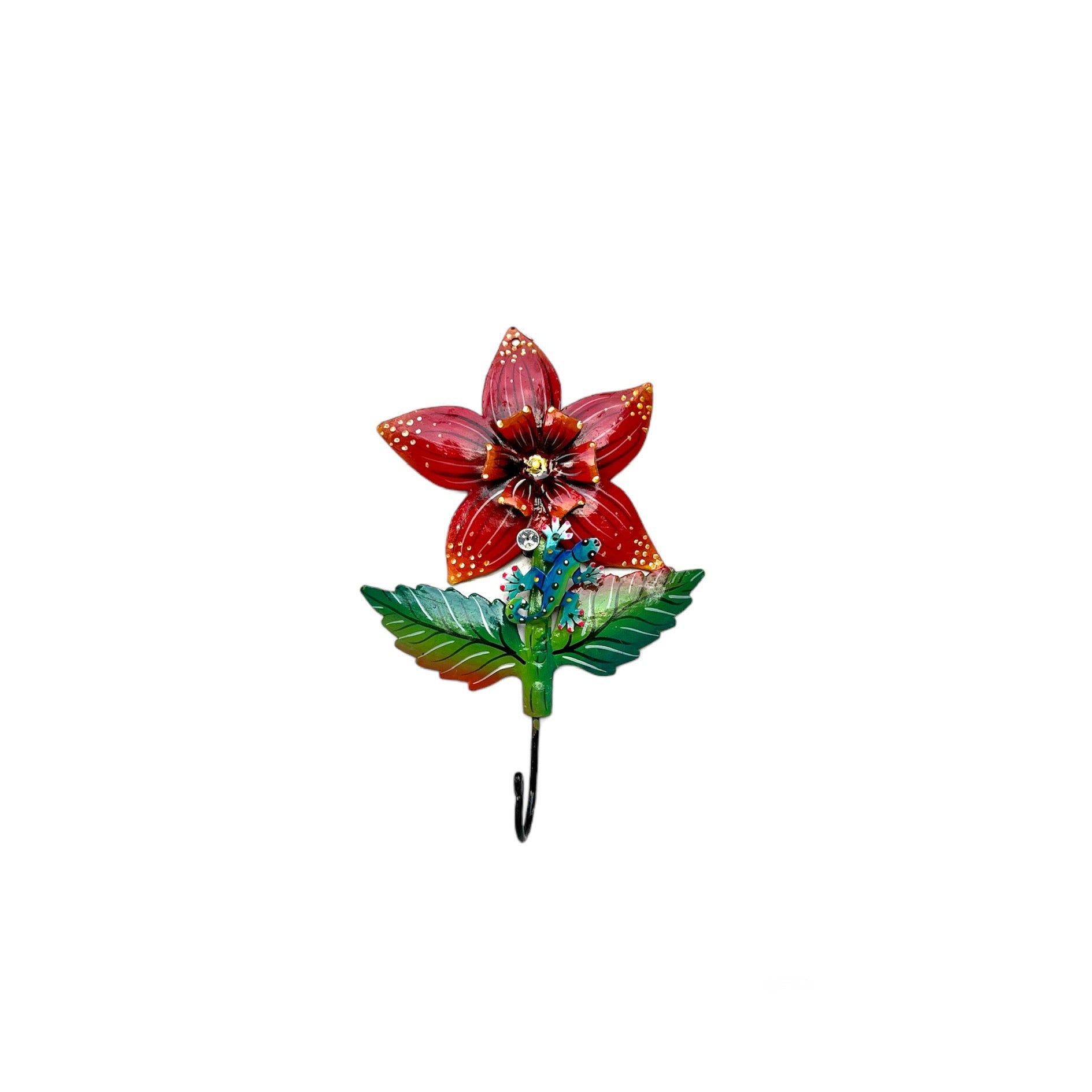 Red Flower and Lizard Wall Hook