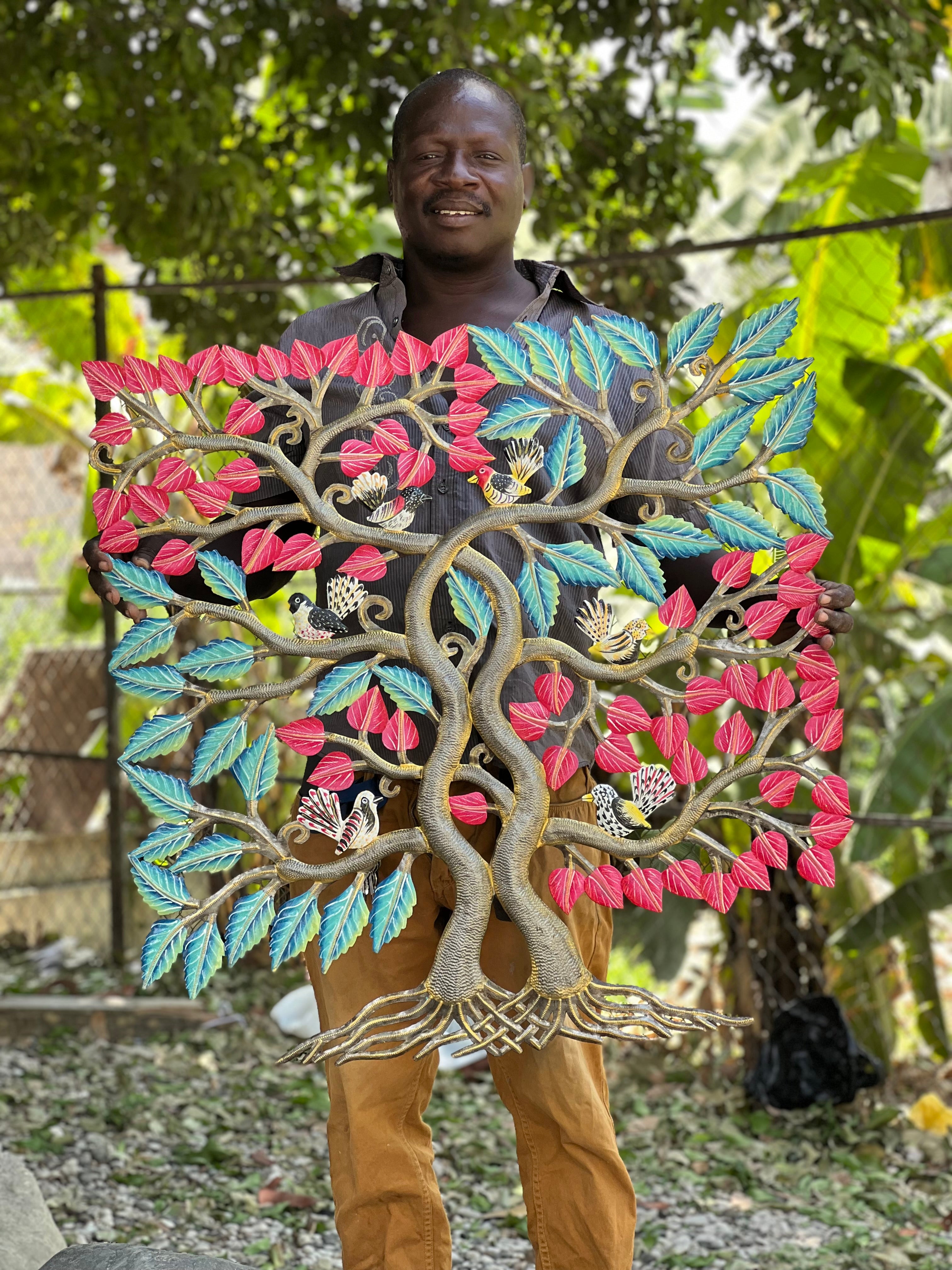 Jumbo- Square Pink & Turquoise Tree