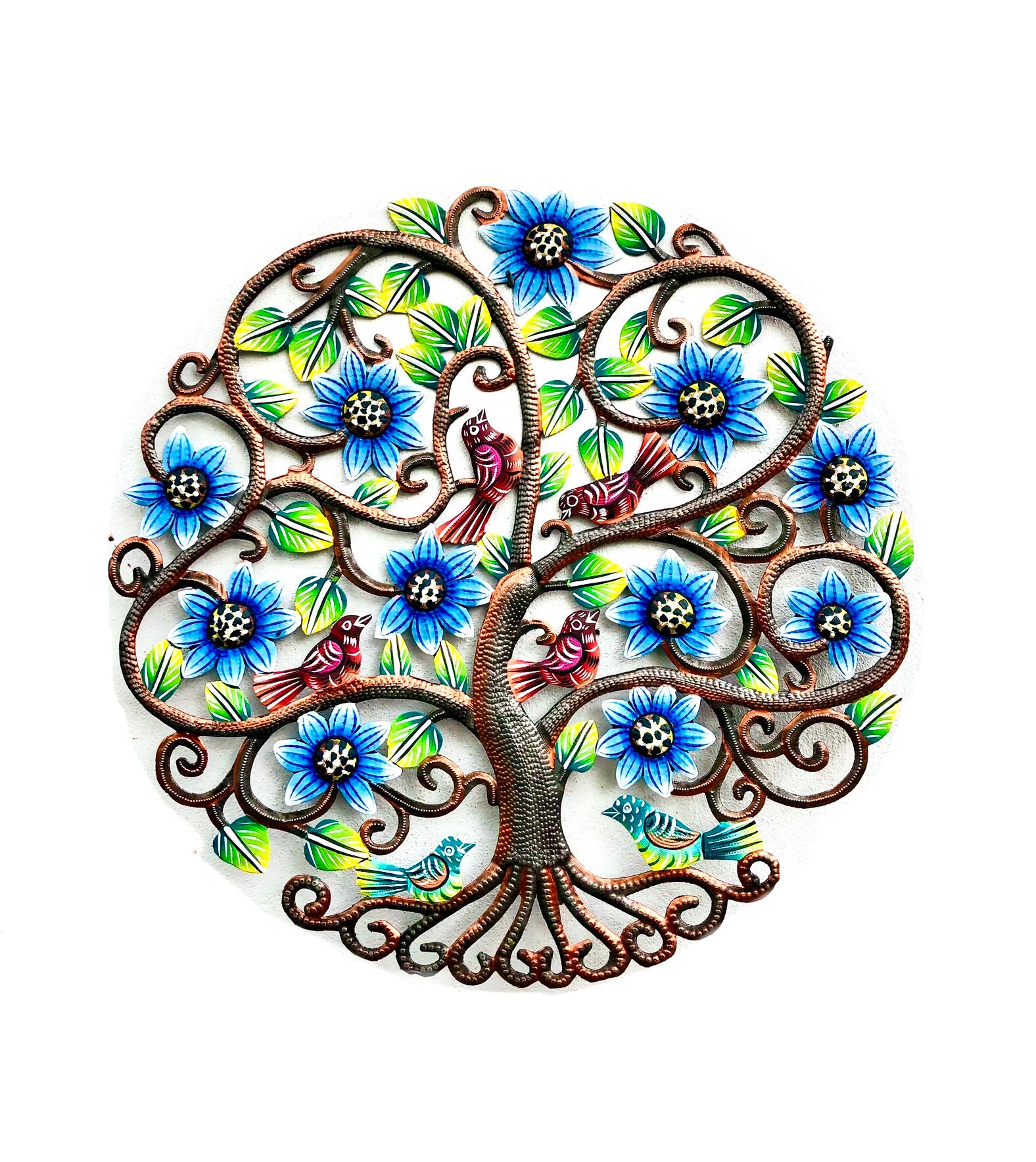 Derat- Bronze Tree With Blue Flowers