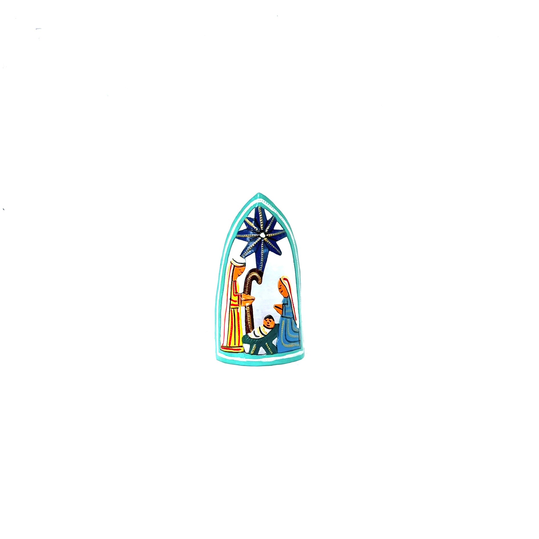 Pointed Standing Nativity- Turquoise