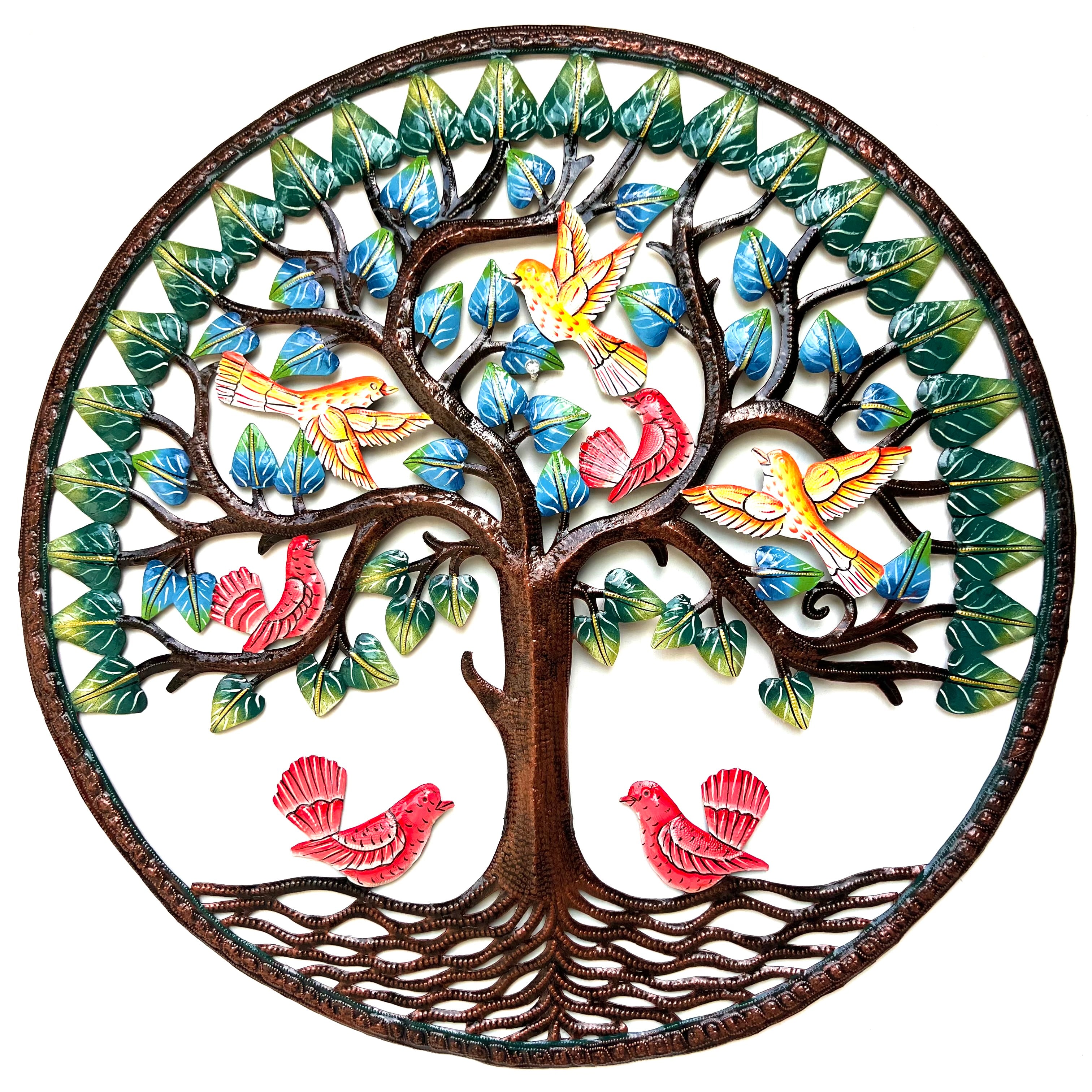 Jumbo Bronze Circle Green Leaf Tree