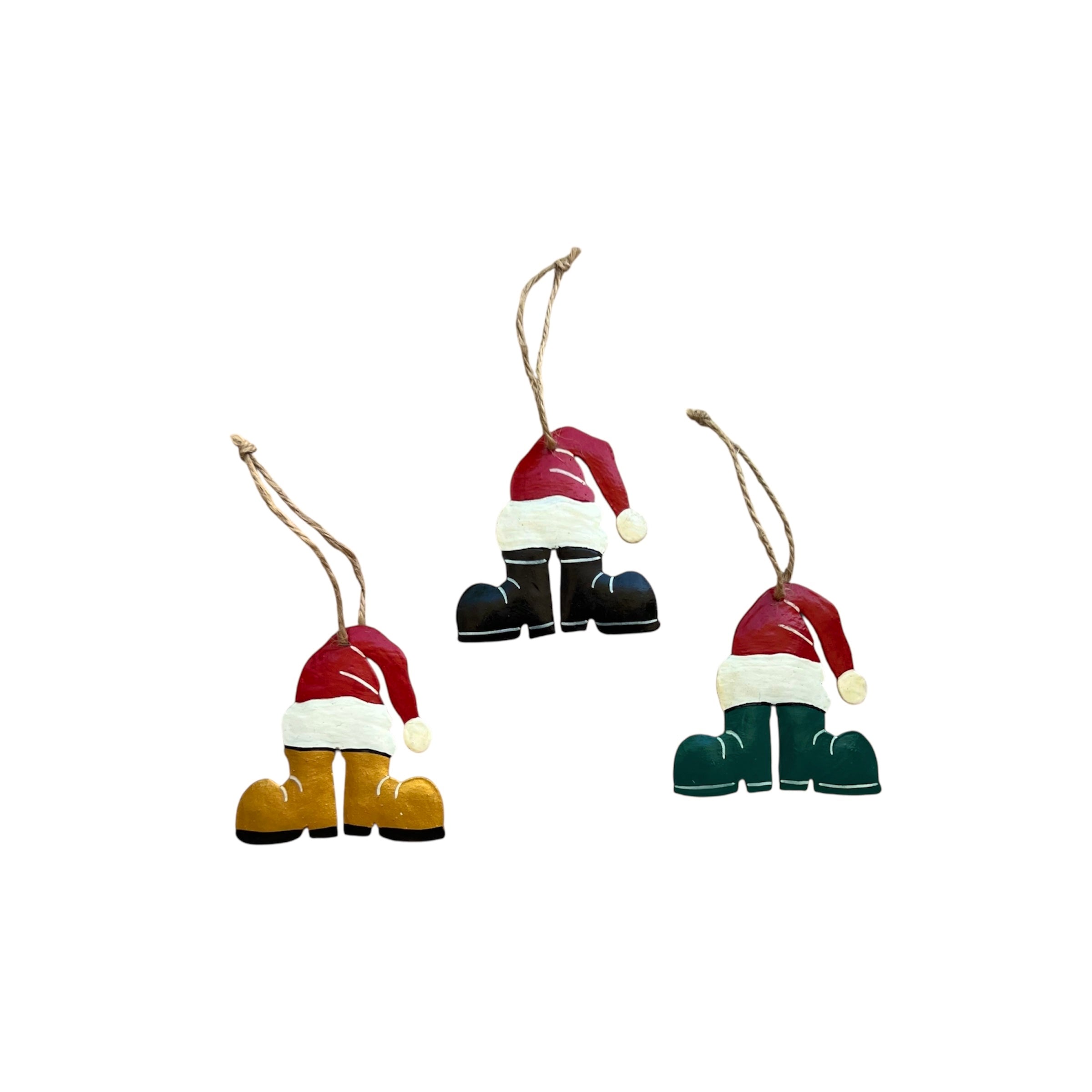 Grezil Christmas Boots & Hat Ornaments- Set Of 3
