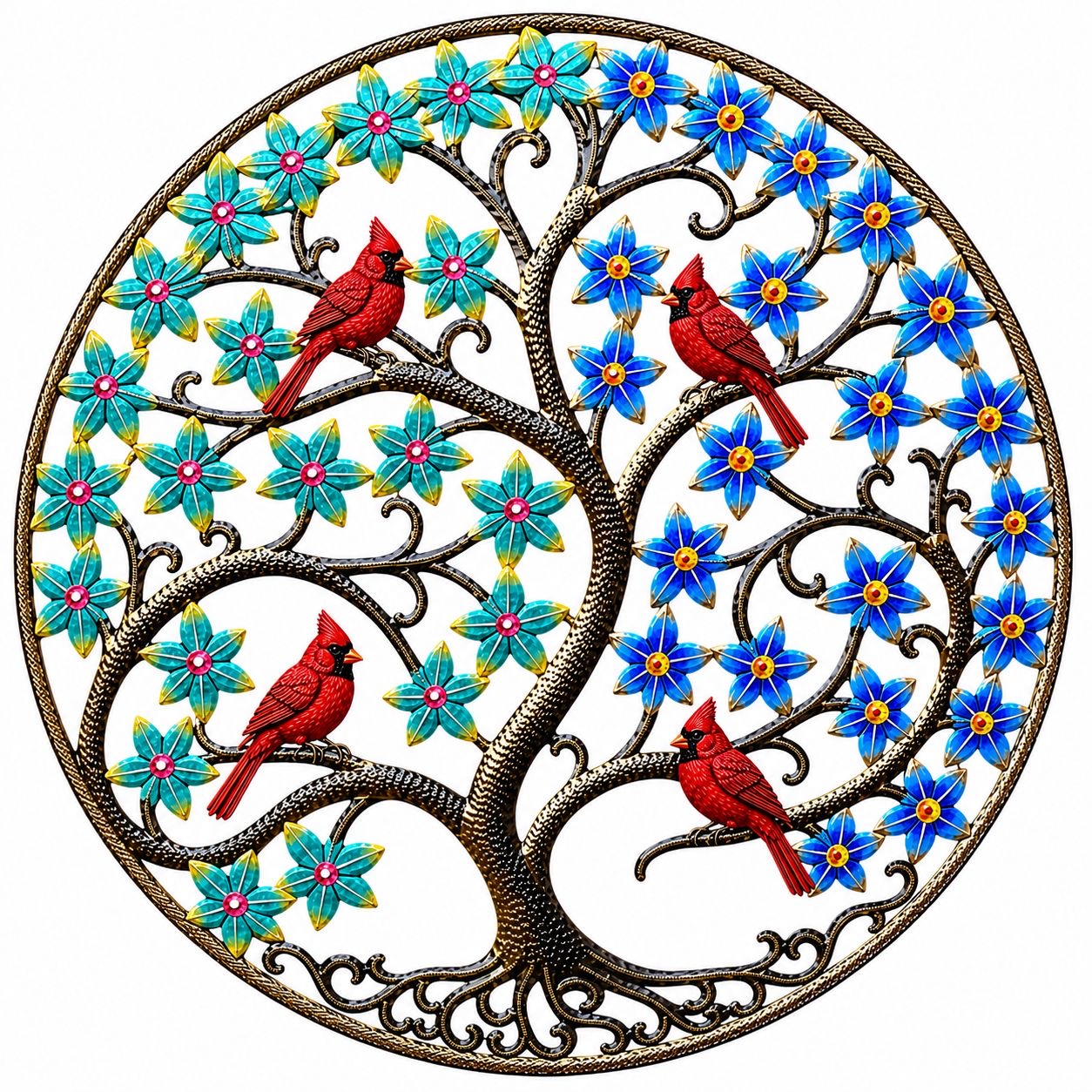 Jumbo Roodlet Blue & Turquoise Cardinal Tree in Bloom
