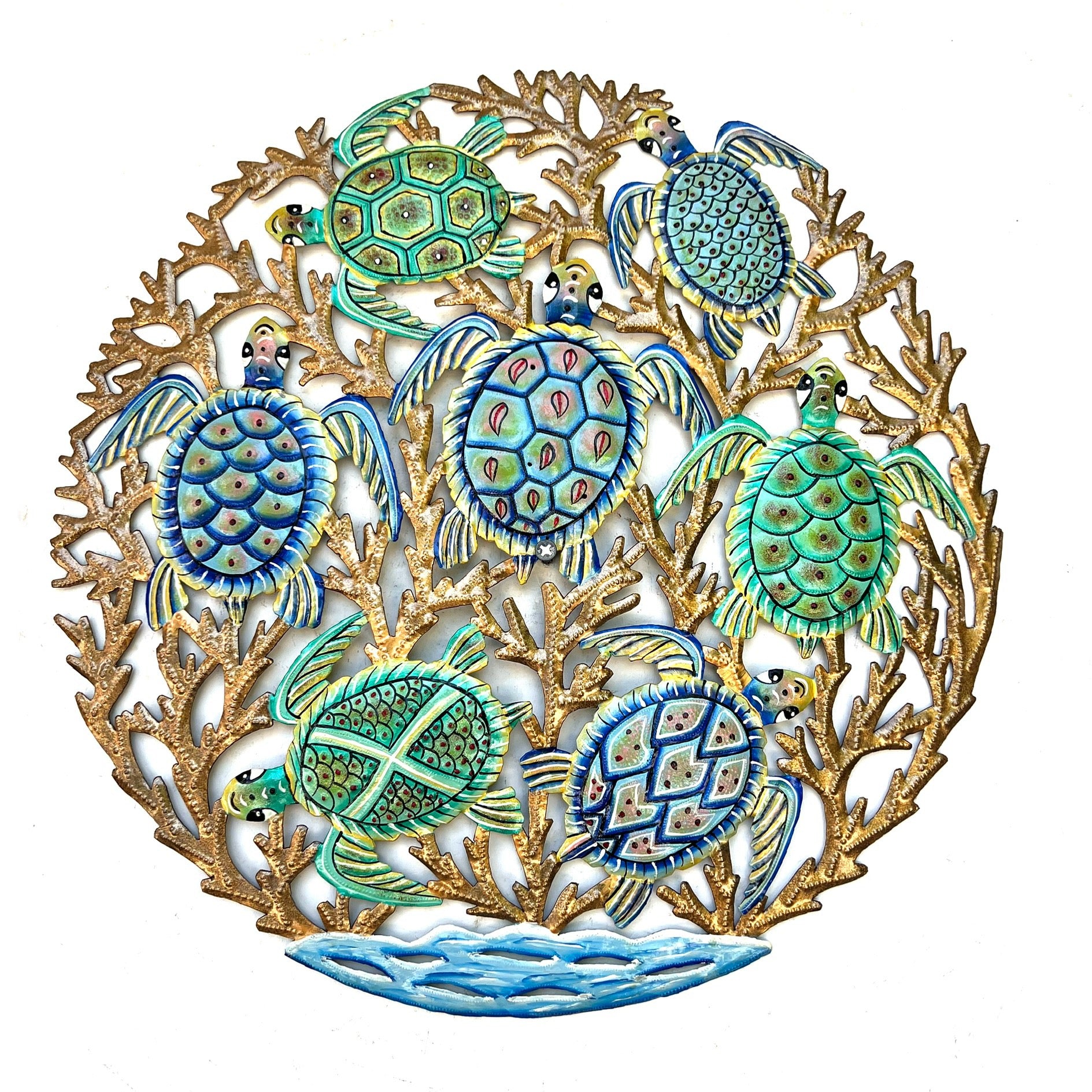 Lucson- Gold Ocean Plant And Turtles