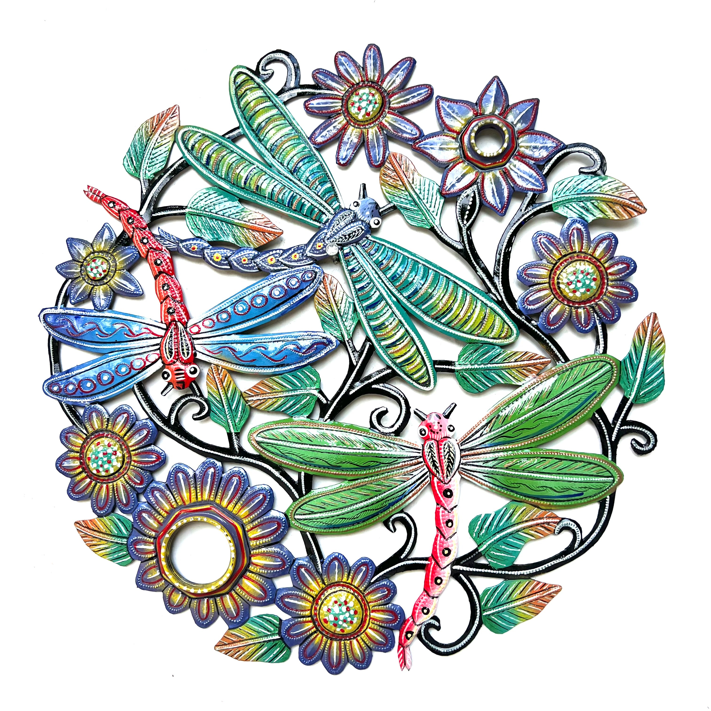 Oil Top Drum Dragonfly Metal Art