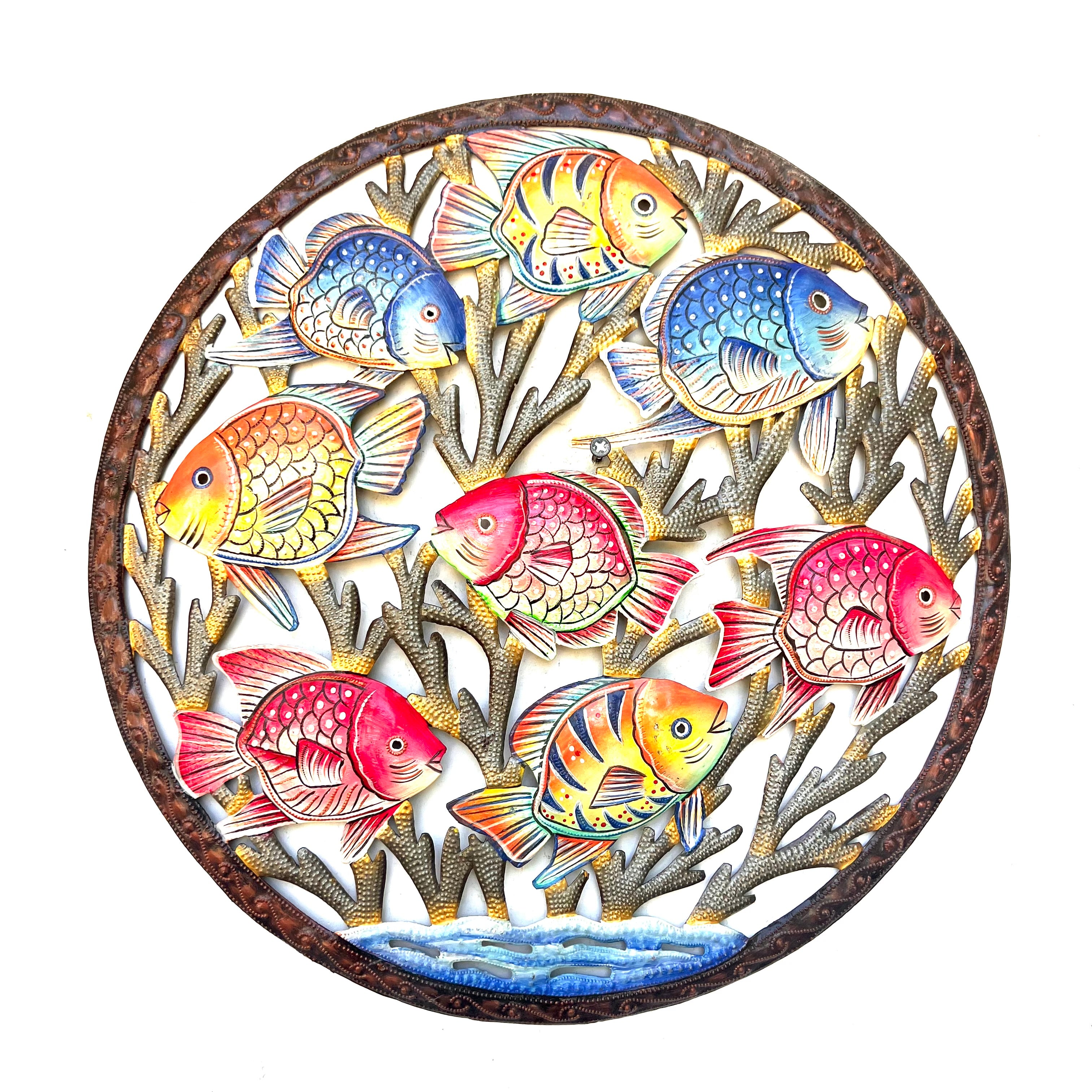 Antoine- Bronze Circle Colorful Fish