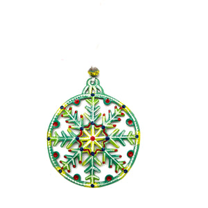 Green Round Snowflake Ornament