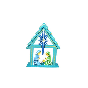 Grezil- Small Standing Turquoise Nativity