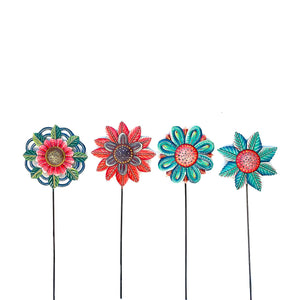 Set Of 4 Flower Garden Stake