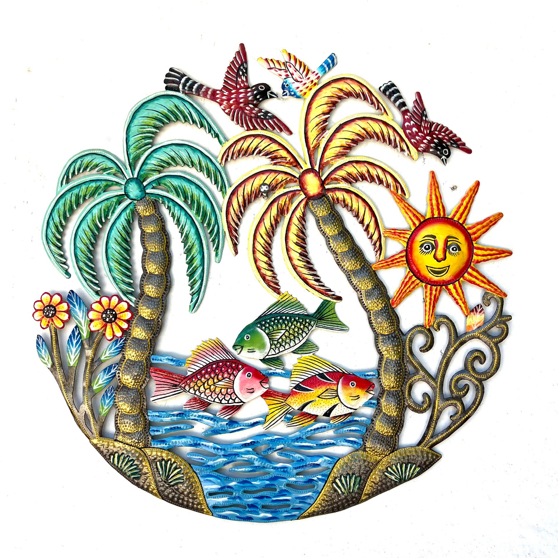 Elie- Two Painted Coconut Tree & Fish