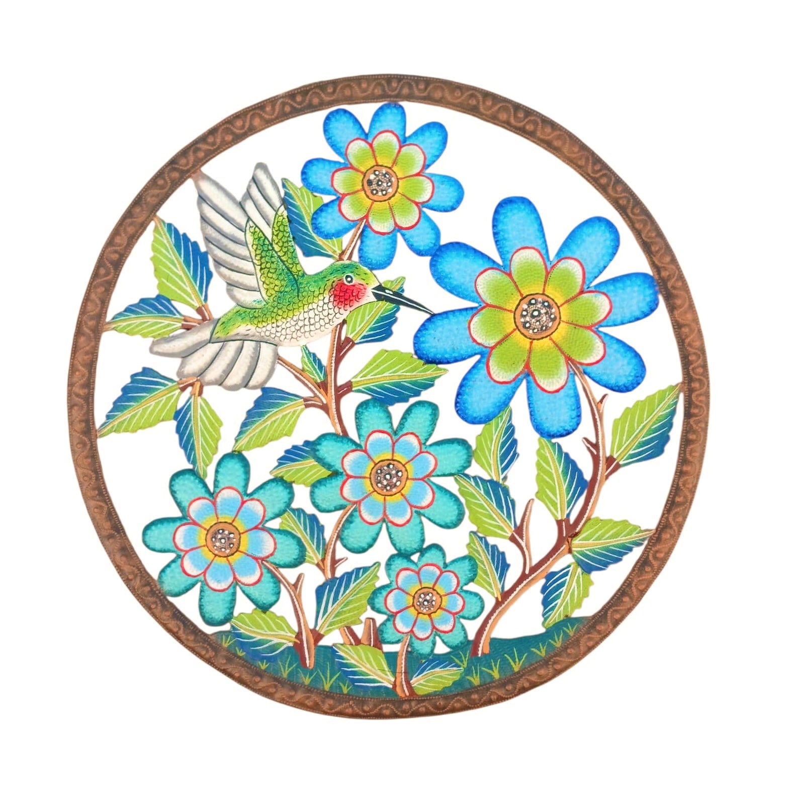 Jude- Large Circle Bronze Bird & Flowers