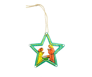 Turquoise Star Nativity Ornament