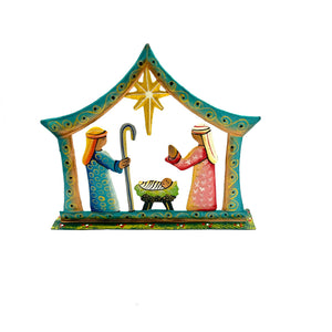 Turquoise Painted Nativity