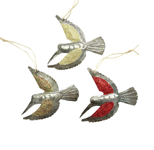 Set of 3 Glitter Hummingbirds