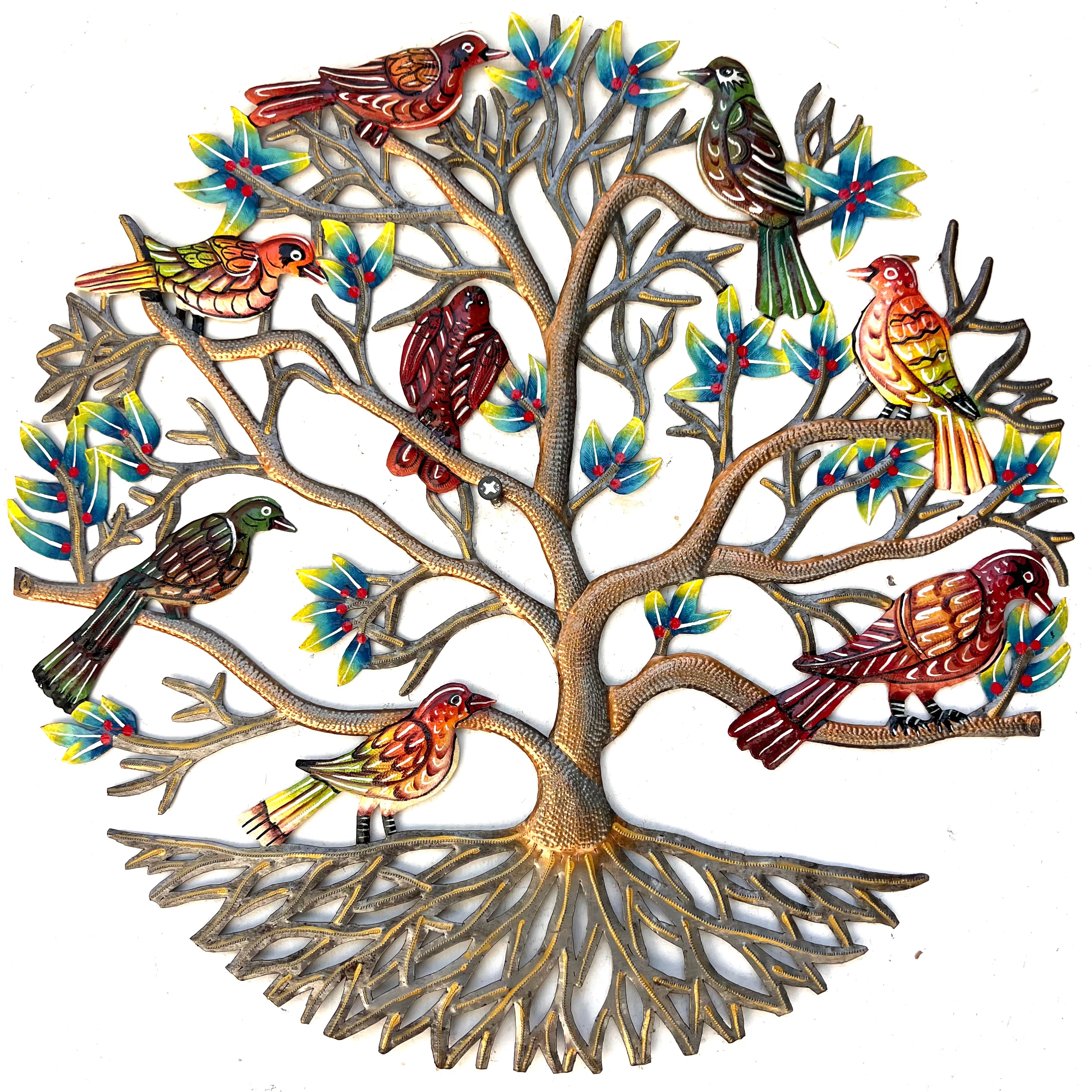 Elisme- Jumbo Eight Colorful Birds Bronze Tree