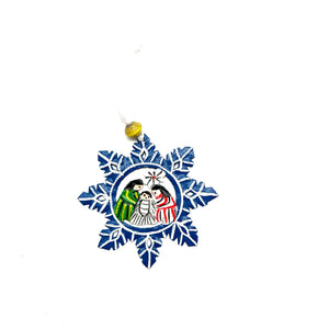 Blue Snowflake Nativity Ornament