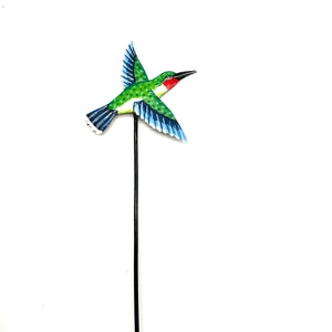 Blue Green Hummingbird Garden Stake