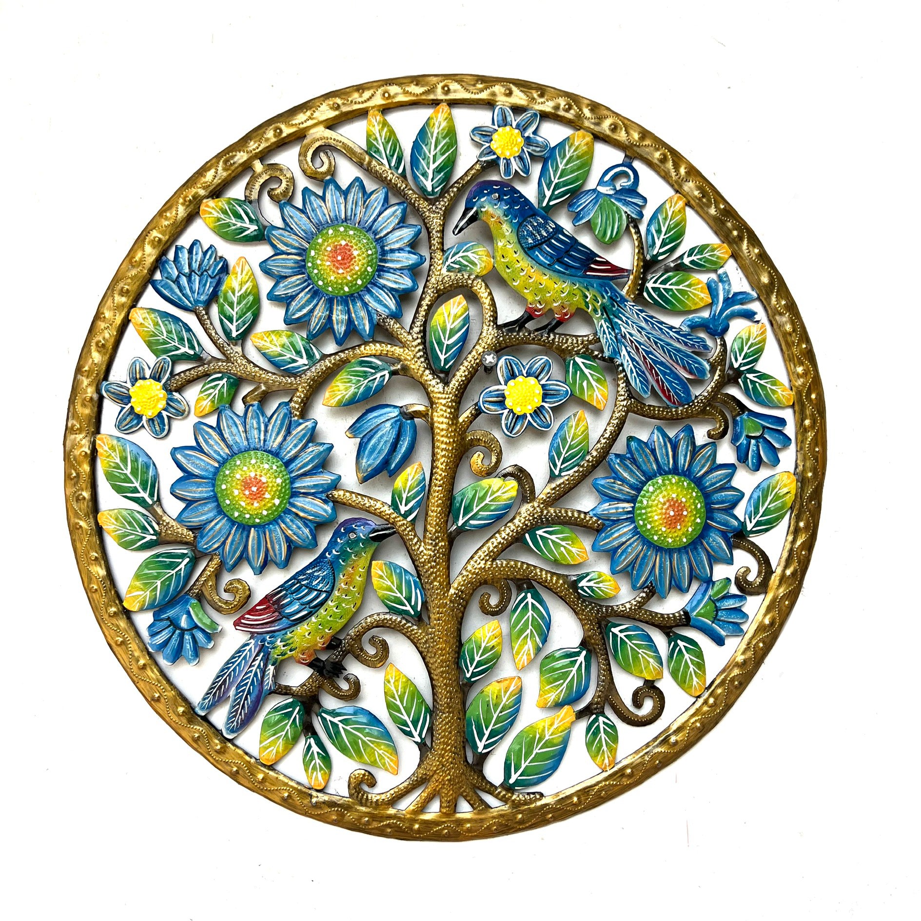 Derat- Circle Gold Flower Plant & Birds