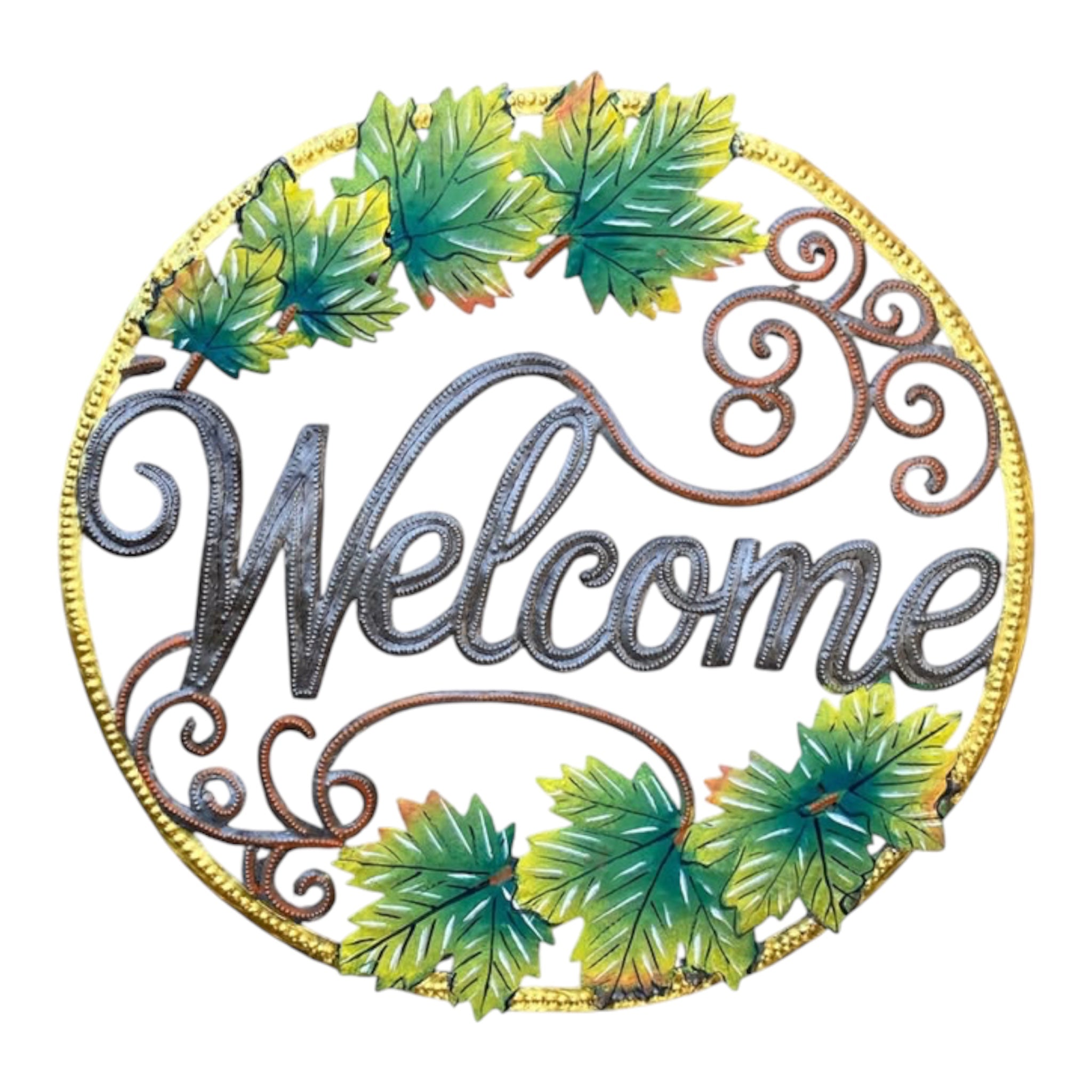 Roodlet- Large Gold Circle Welcome
