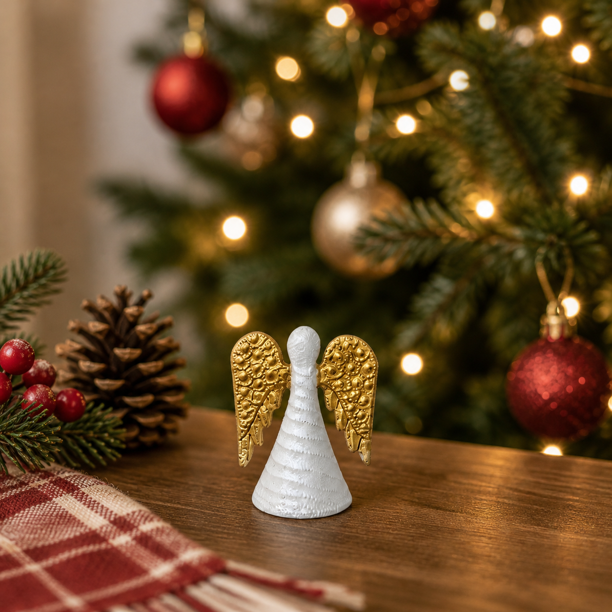 Small White And Gold Standing Angel