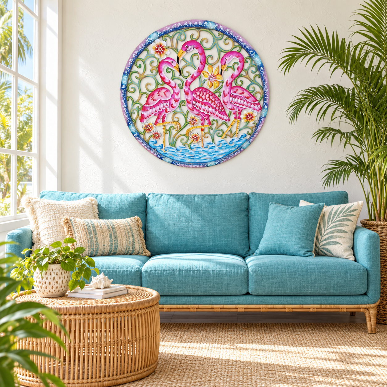 Woodnet- Jumbo Circle Three Flamingo