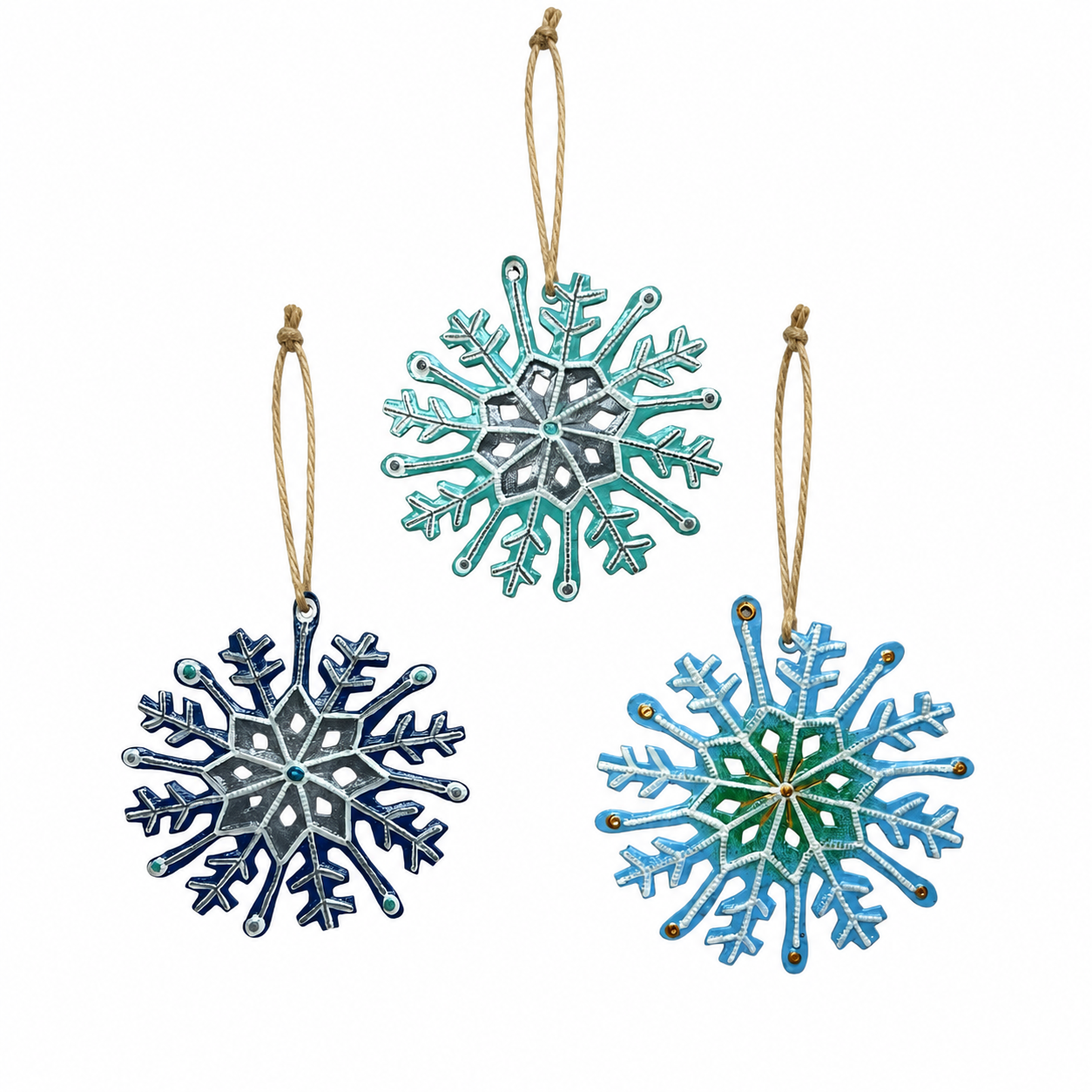 Pierre Juste- Set Of 3 Snowflakes Ornaments