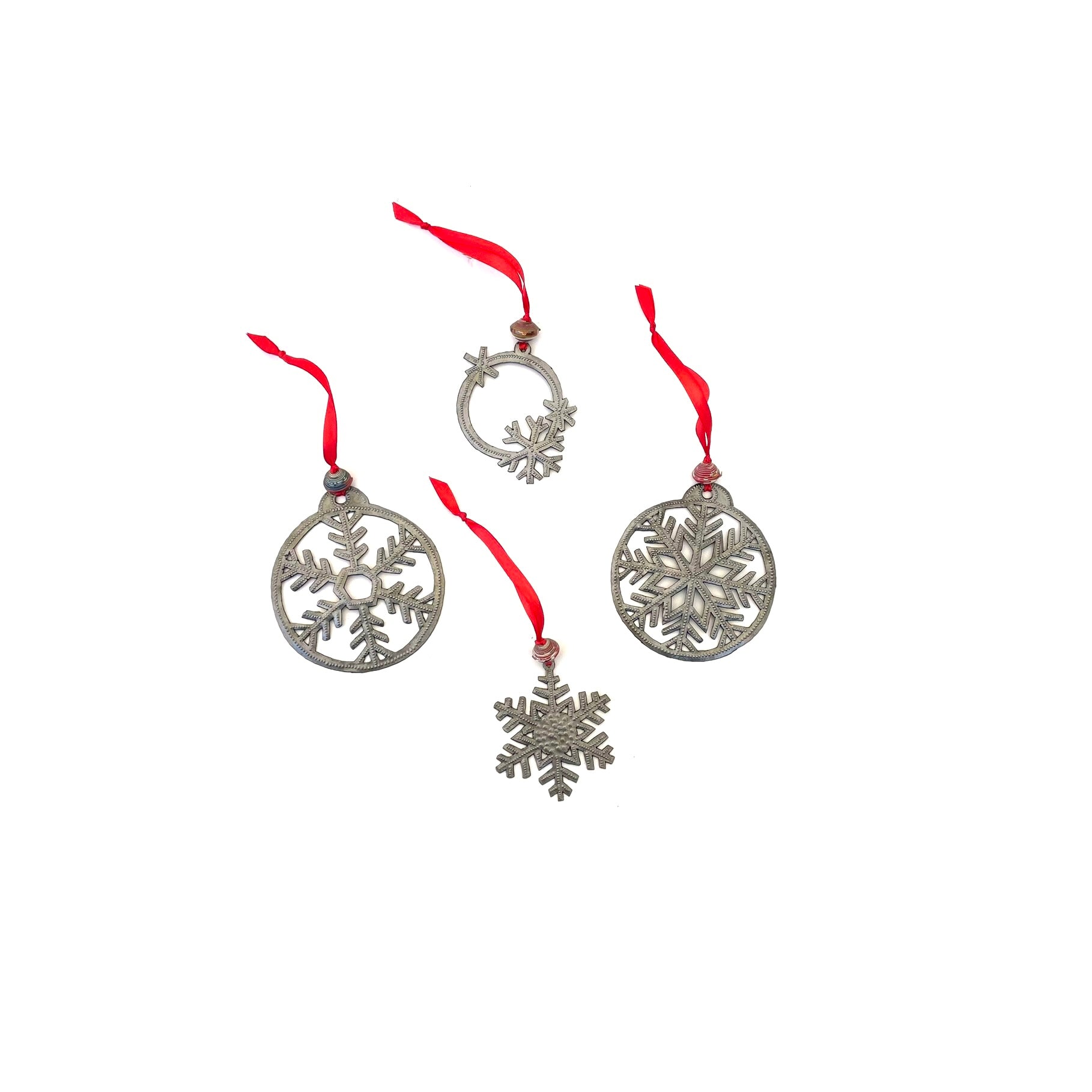 Set Of 4 Simple Snowflake Ornaments