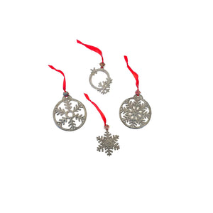 Set Of 4 Simple Snowflake Ornaments