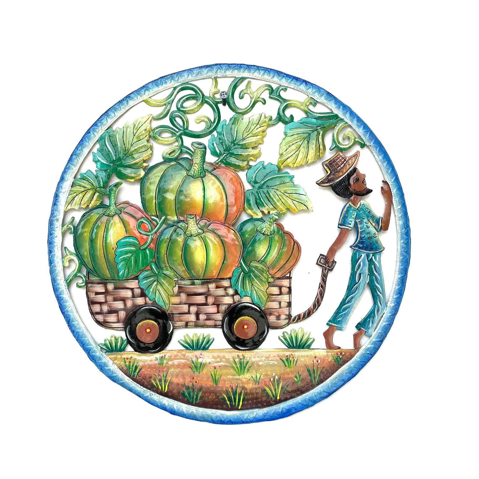 Pulling Wagon With Pumpkin