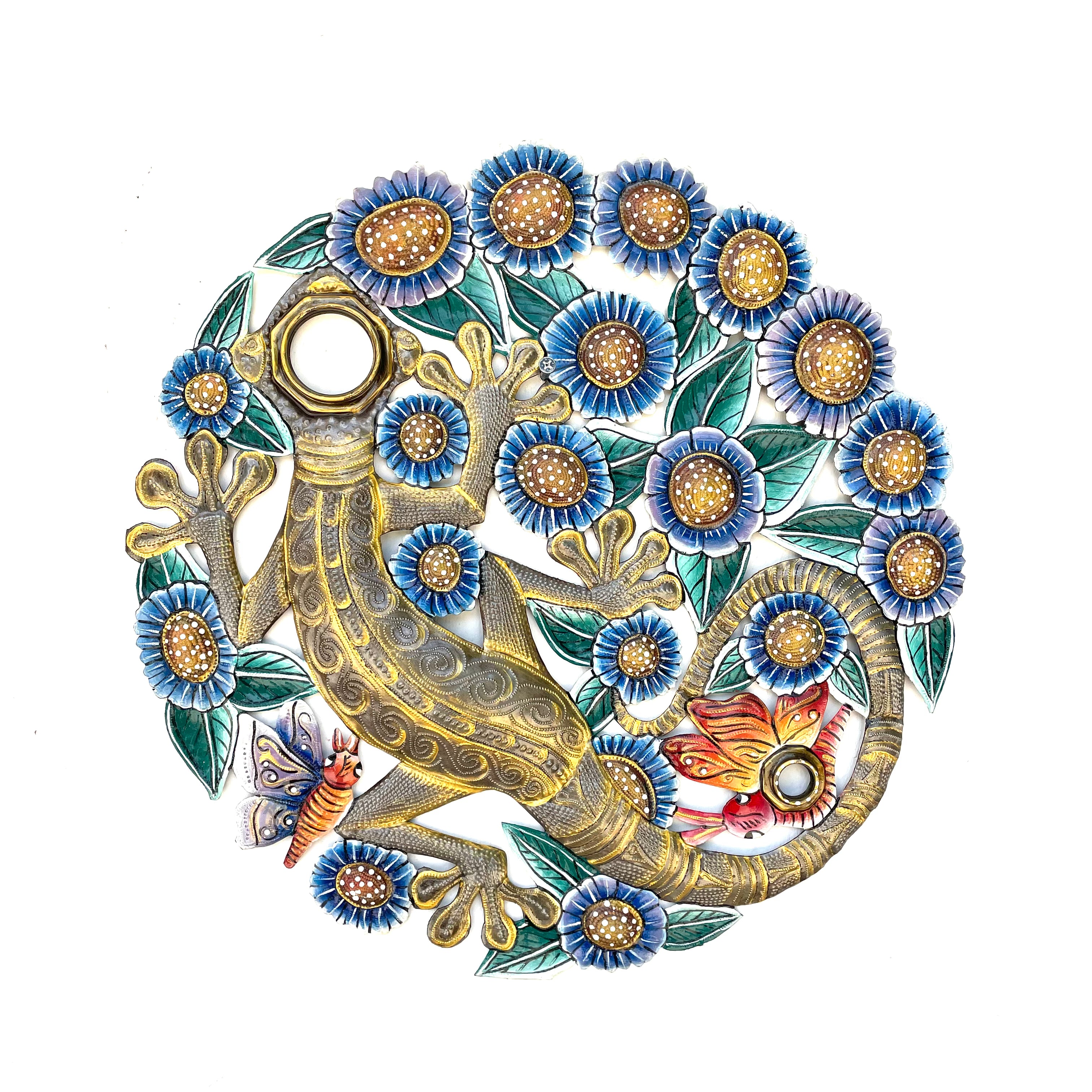 Oil Drum Top Lizard Metal Art