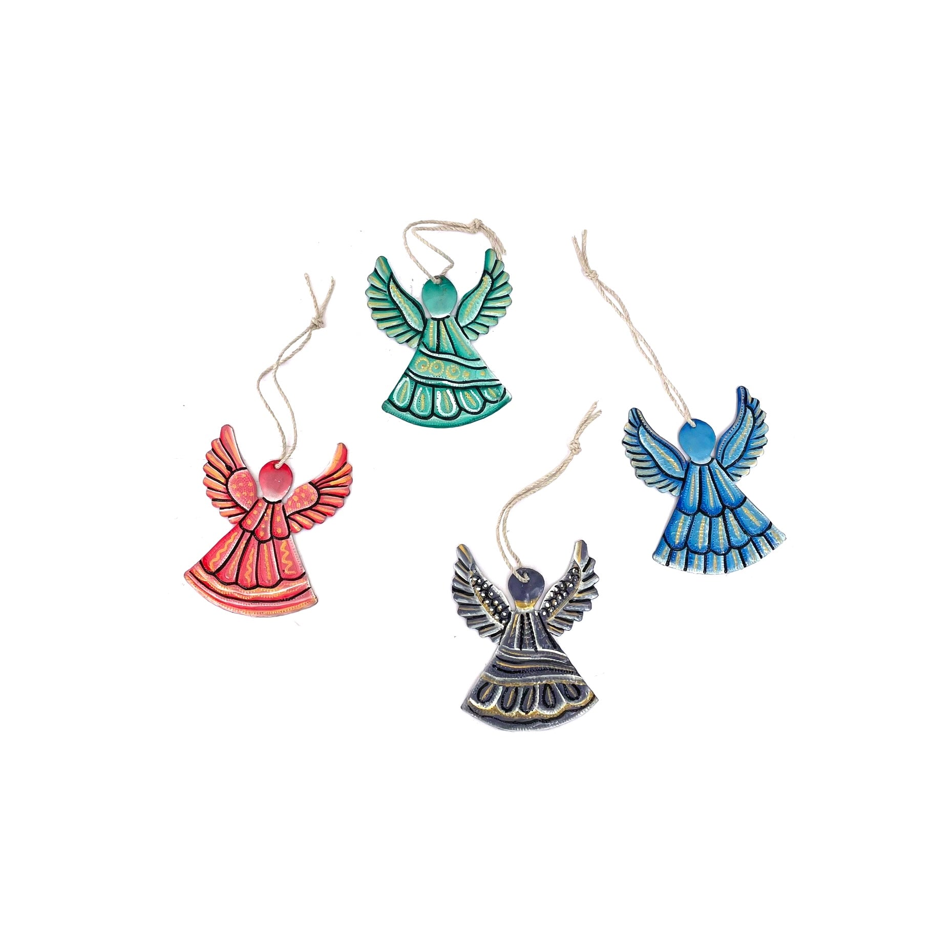 Set Of 4 Color Angel Ornaments