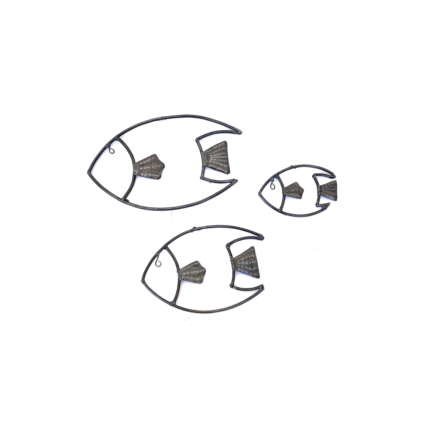 Set Of 3 Fish Metal Art
